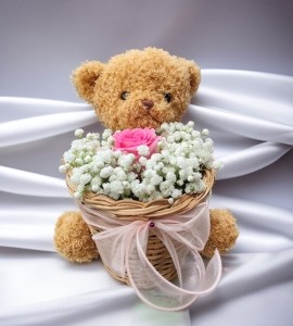 Giỏ Hoa Gấu Bông Mini GAU002