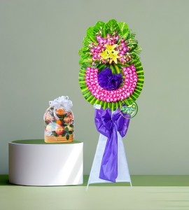 Combo Vòng Hoa và Giỏ Trái Cây Chia Buồn CM010